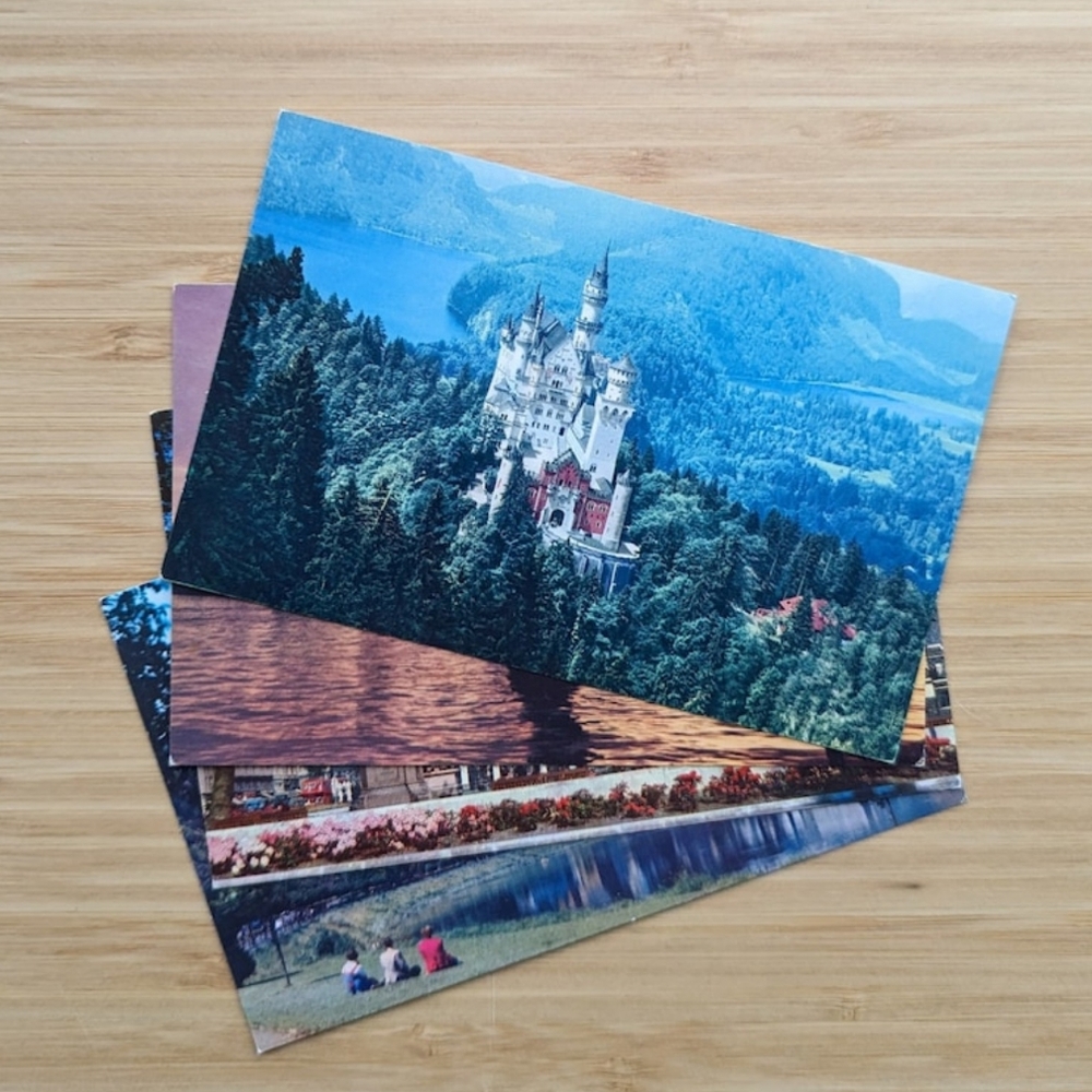 Vintage Pan Am travel postcards, set of 4, England, Germany x 2, Sweden